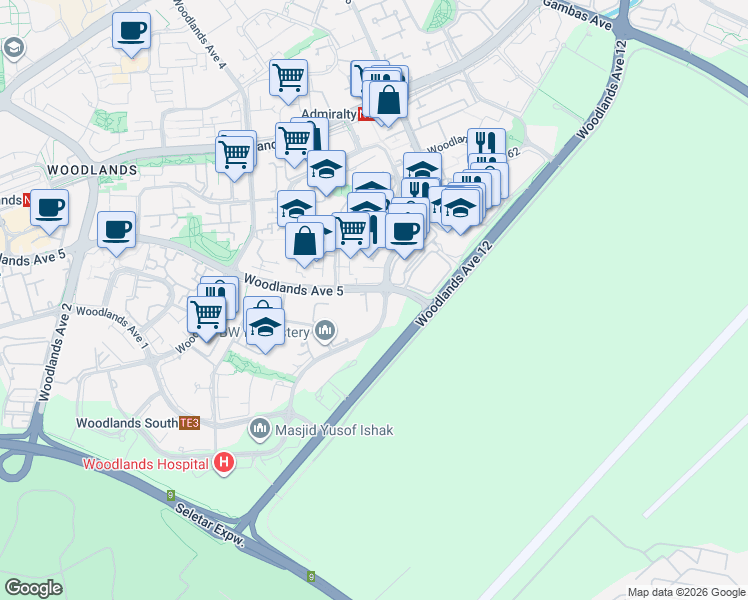 map of restaurants, bars, coffee shops, grocery stores, and more near in Singapore