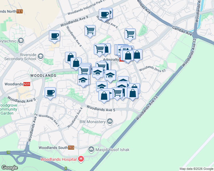 map of restaurants, bars, coffee shops, grocery stores, and more near in Singapore