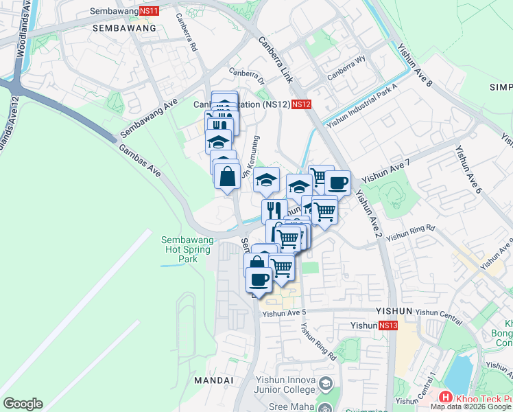 map of restaurants, bars, coffee shops, grocery stores, and more near in Singapore