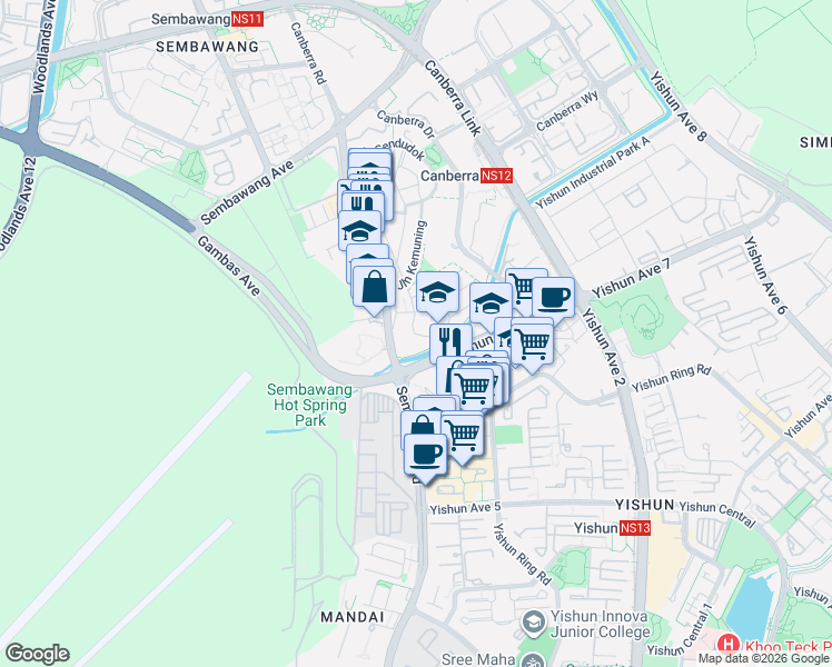 map of restaurants, bars, coffee shops, grocery stores, and more near in Singapore