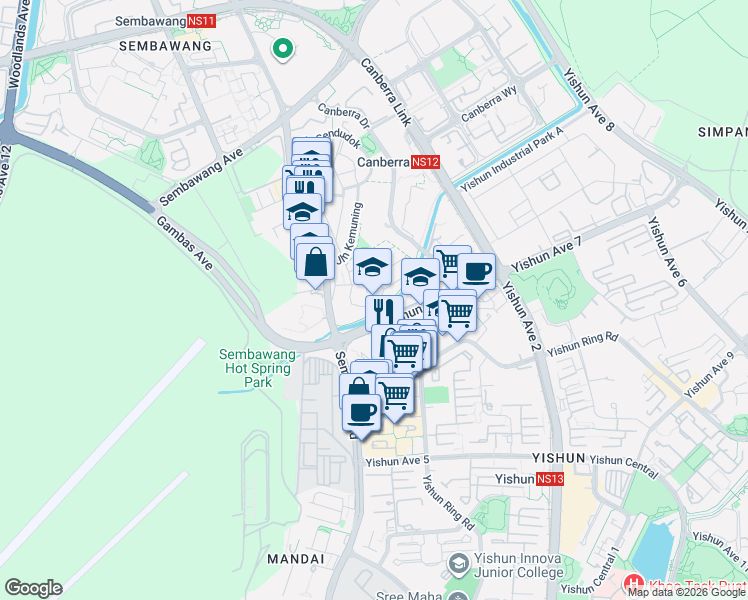 map of restaurants, bars, coffee shops, grocery stores, and more near in Singapore