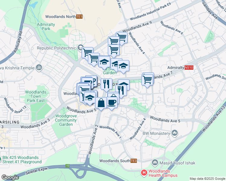 map of restaurants, bars, coffee shops, grocery stores, and more near in Singapore