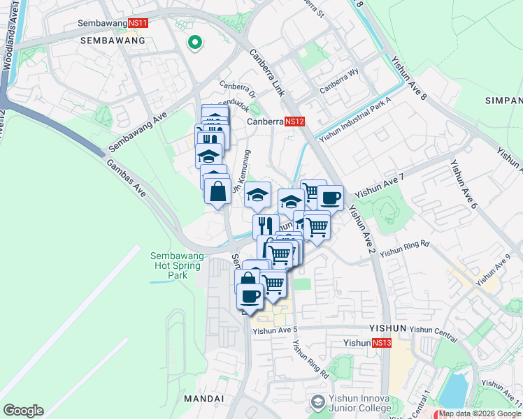 map of restaurants, bars, coffee shops, grocery stores, and more near in Singapore