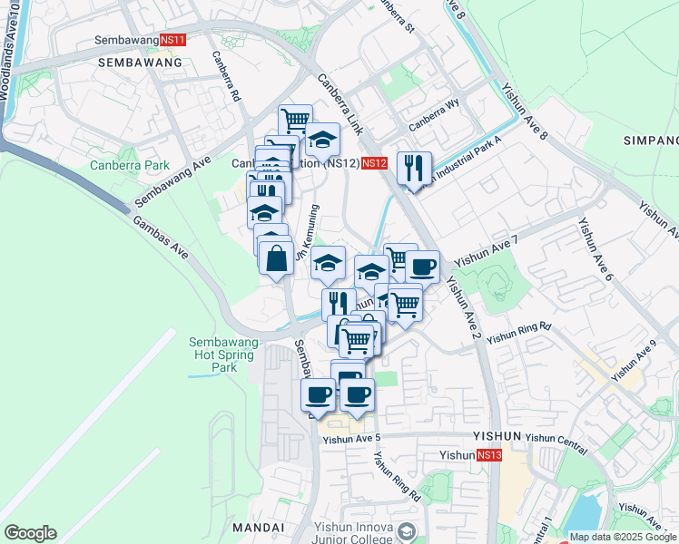 map of restaurants, bars, coffee shops, grocery stores, and more near in Singapore