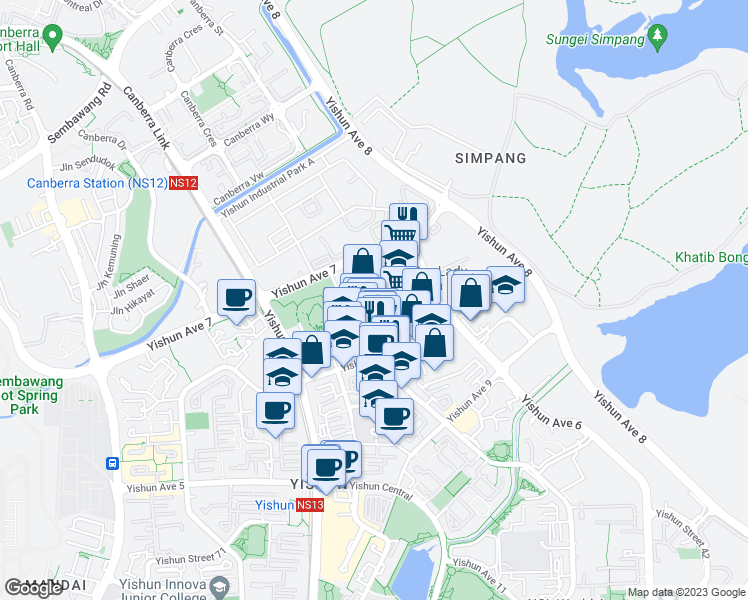 map of restaurants, bars, coffee shops, grocery stores, and more near in Singapore