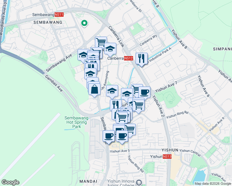 map of restaurants, bars, coffee shops, grocery stores, and more near in Singapore