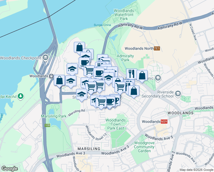 map of restaurants, bars, coffee shops, grocery stores, and more near in Singapore