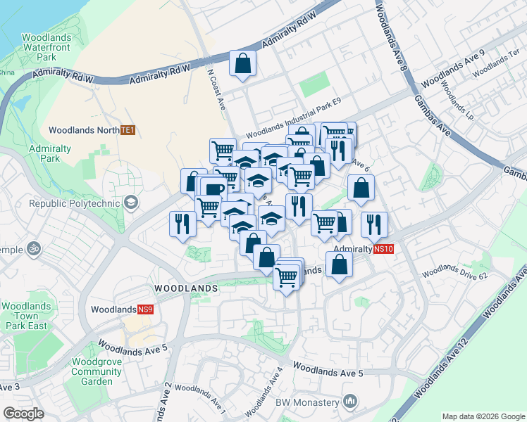 map of restaurants, bars, coffee shops, grocery stores, and more near in Singapore