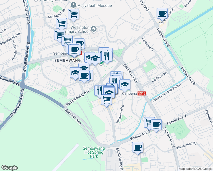 map of restaurants, bars, coffee shops, grocery stores, and more near in Singapore