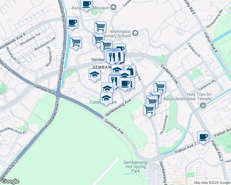 map of restaurants, bars, coffee shops, grocery stores, and more near in Singapore