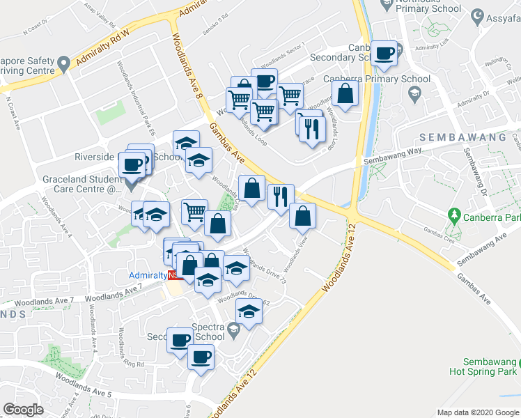 map of restaurants, bars, coffee shops, grocery stores, and more near in Singapore