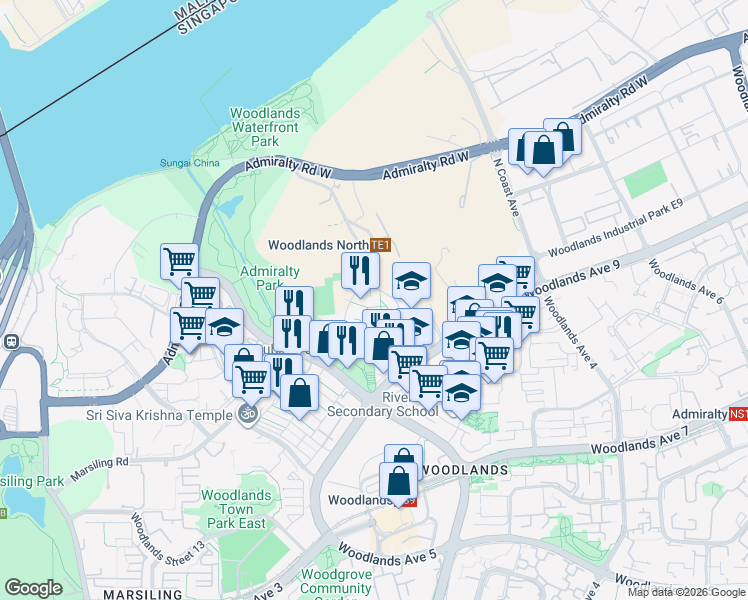 map of restaurants, bars, coffee shops, grocery stores, and more near in Singapore