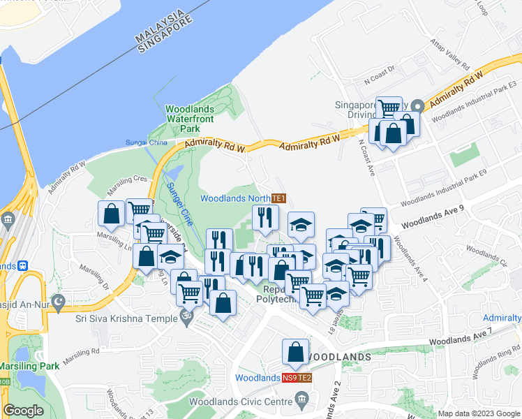 map of restaurants, bars, coffee shops, grocery stores, and more near in Singapore
