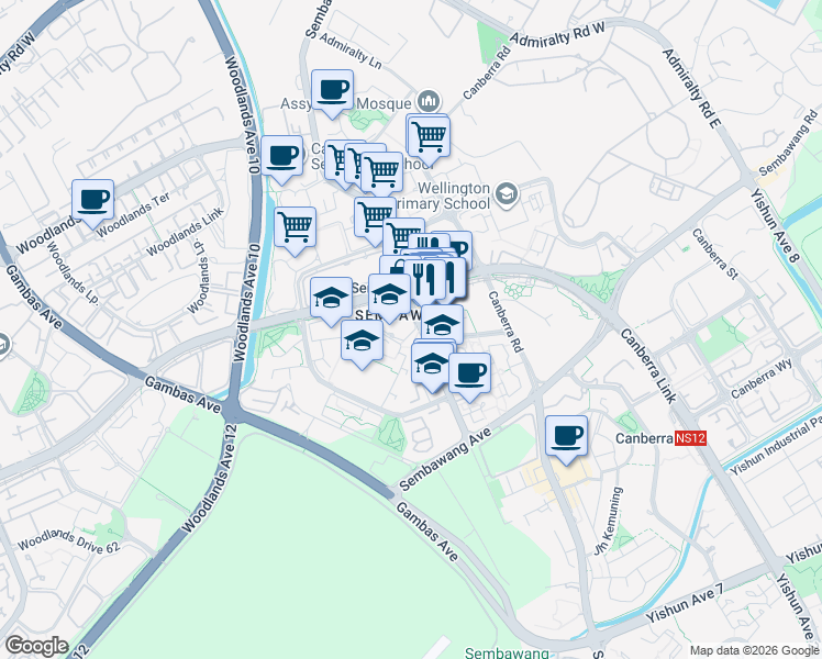 map of restaurants, bars, coffee shops, grocery stores, and more near in Singapore