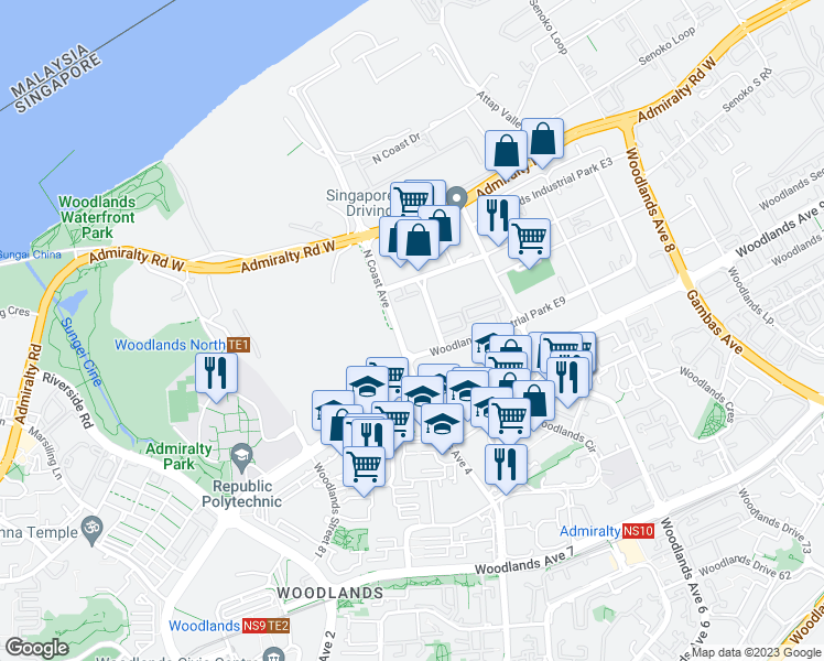 map of restaurants, bars, coffee shops, grocery stores, and more near in Singapore