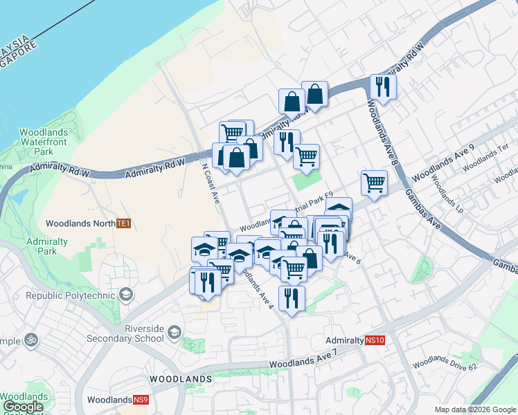 map of restaurants, bars, coffee shops, grocery stores, and more near in Singapore