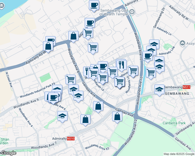 map of restaurants, bars, coffee shops, grocery stores, and more near in Singapore