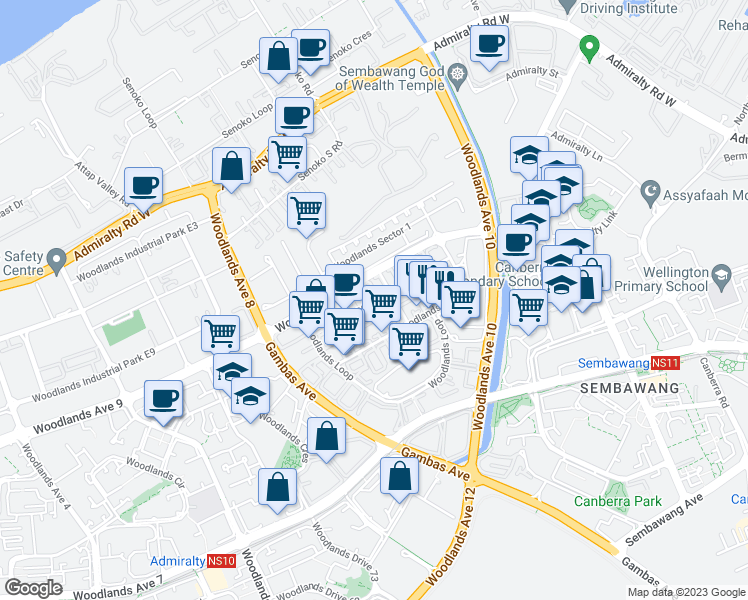 map of restaurants, bars, coffee shops, grocery stores, and more near in Singapore