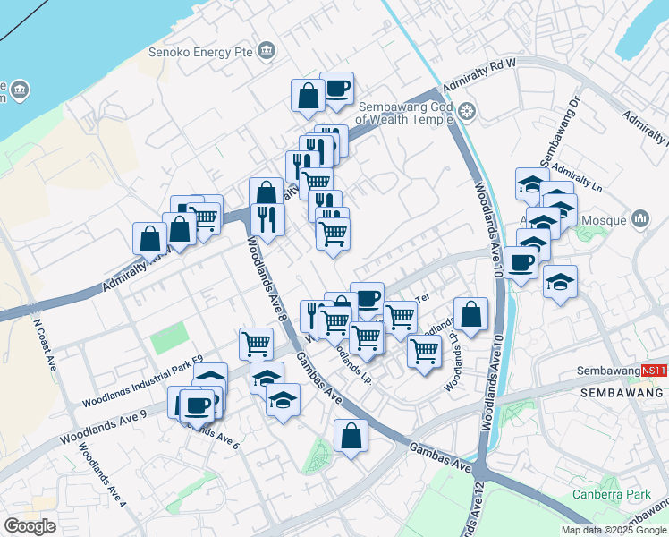 map of restaurants, bars, coffee shops, grocery stores, and more near in Singapore