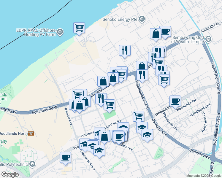 map of restaurants, bars, coffee shops, grocery stores, and more near in Singapore