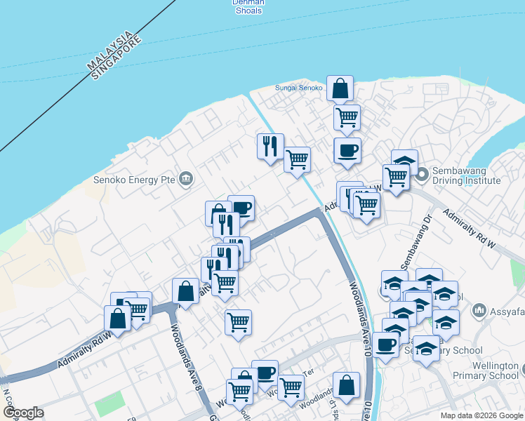 map of restaurants, bars, coffee shops, grocery stores, and more near in Singapore