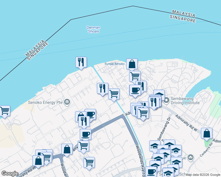 map of restaurants, bars, coffee shops, grocery stores, and more near in Singapore