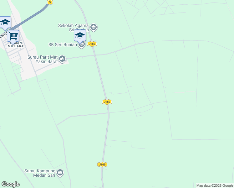 map of restaurants, bars, coffee shops, grocery stores, and more near Lorong Masjid in Pontian
