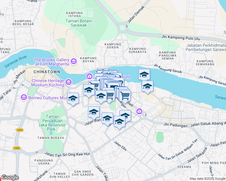 map of restaurants, bars, coffee shops, grocery stores, and more near 178 Jalan Chan Chin Ann in Kuching