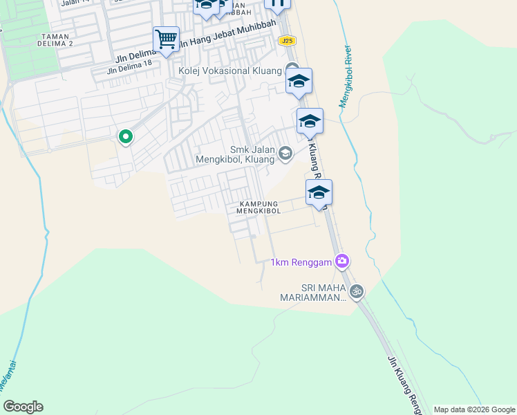 map of restaurants, bars, coffee shops, grocery stores, and more near in Kluang