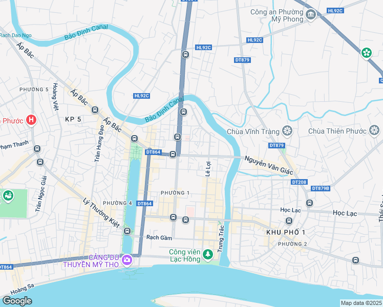 map of restaurants, bars, coffee shops, grocery stores, and more near 24 Huỳnh Tịnh Của in tp. Mỹ Tho