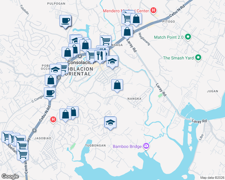map of restaurants, bars, coffee shops, grocery stores, and more near Nangka Purok 4 Road in Consolacion