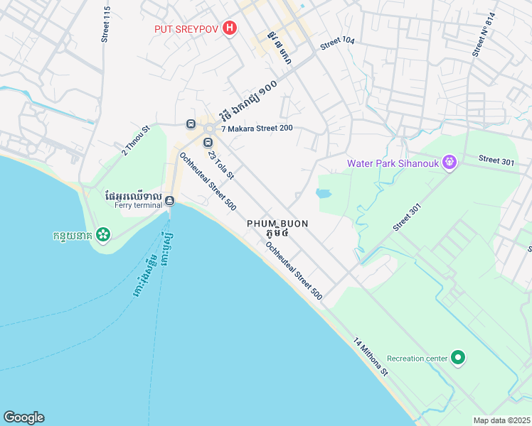 map of restaurants, bars, coffee shops, grocery stores, and more near 23 Tola Street in Sihanoukville