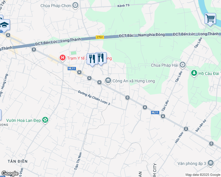 map of restaurants, bars, coffee shops, grocery stores, and more near Đường huyện 11 in Bình Chánh