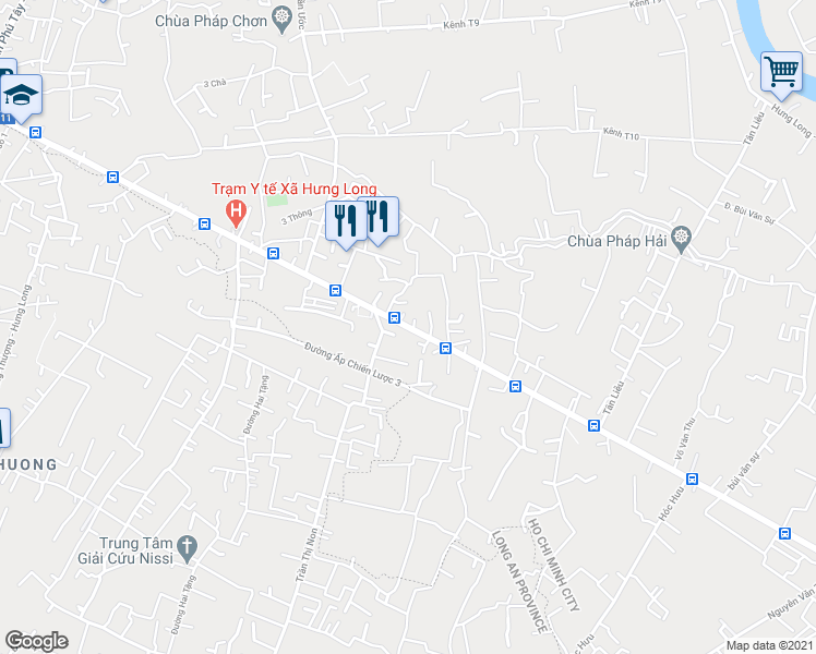 map of restaurants, bars, coffee shops, grocery stores, and more near Đường huyện 11 in Bình Chánh