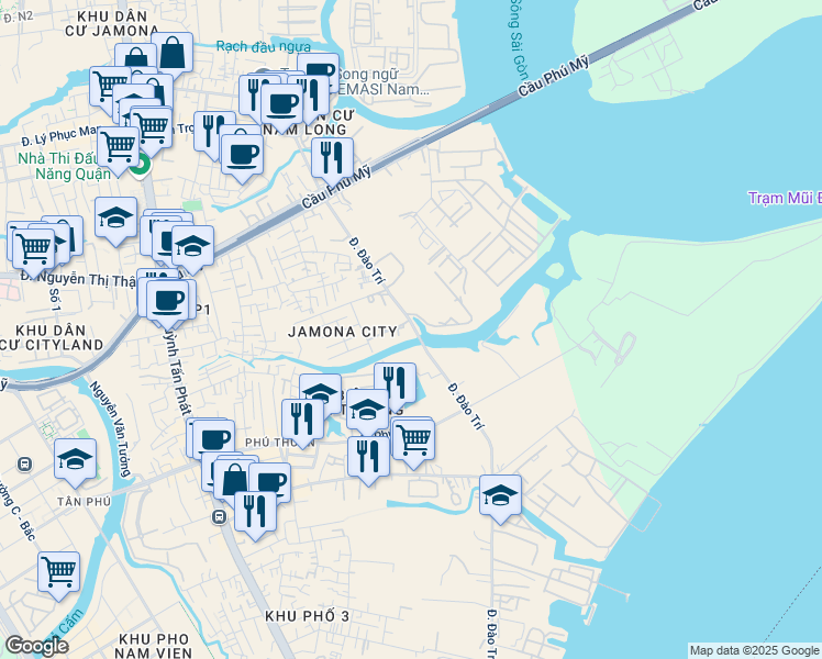 map of restaurants, bars, coffee shops, grocery stores, and more near 772 Đường Đào Trí in Quận 7