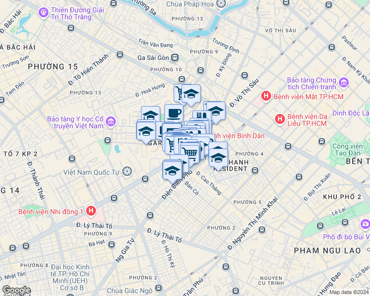 map of restaurants, bars, coffee shops, grocery stores, and more near 200 Đường 3/2 in Quận 10