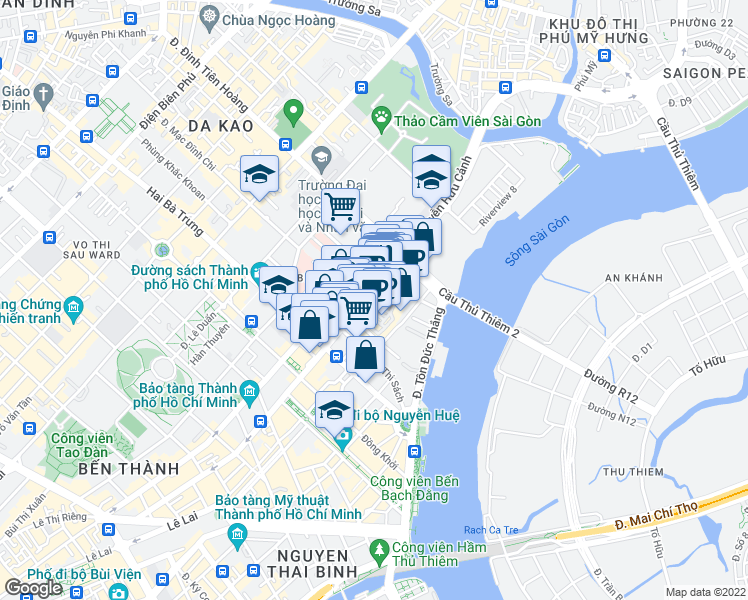 map of restaurants, bars, coffee shops, grocery stores, and more near 15b Lê Thánh Tôn in Ho Chi Minh City
