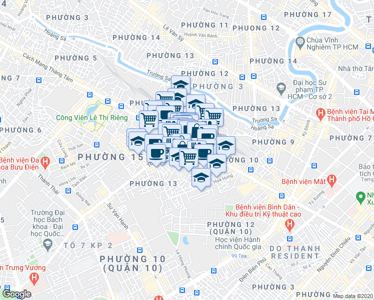 map of restaurants, bars, coffee shops, grocery stores, and more near 499/20A Cách Mạng Tháng Tám in Quận 10
