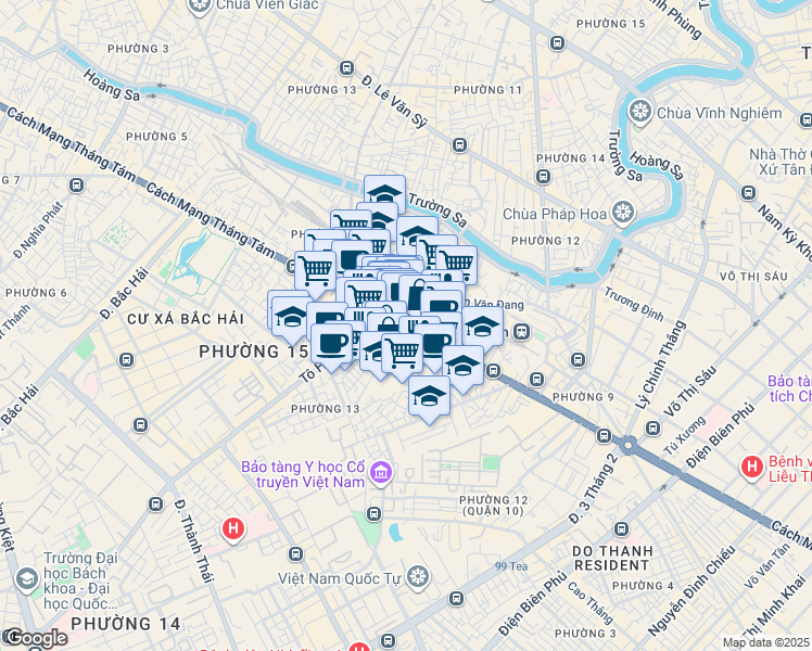map of restaurants, bars, coffee shops, grocery stores, and more near 499/20A Cách Mạng Tháng Tám in Quận 10