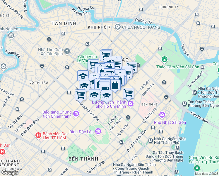 map of restaurants, bars, coffee shops, grocery stores, and more near 26 Trần Cao Vân in Quận 3