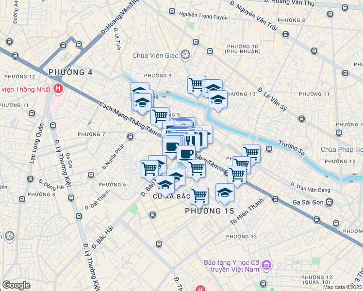 map of restaurants, bars, coffee shops, grocery stores, and more near 358/2TER Cách Mạng Tháng Tám in Quận 3