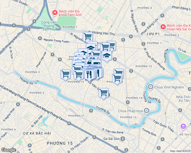 map of restaurants, bars, coffee shops, grocery stores, and more near 11 Trần Hữu Trang in Ho Chi Minh City
