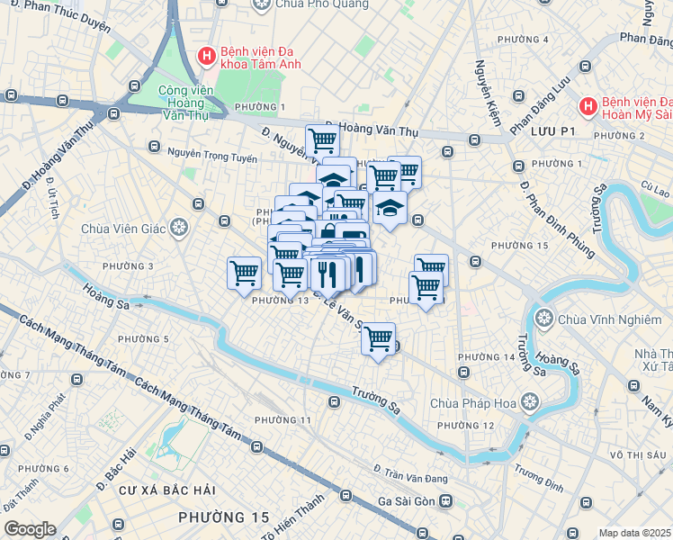 map of restaurants, bars, coffee shops, grocery stores, and more near in Ho Chi Minh City