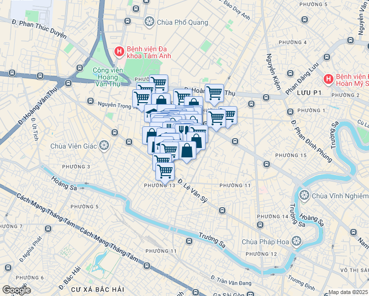 map of restaurants, bars, coffee shops, grocery stores, and more near 24/4 Trương Quốc Dung in Phú Nhuận