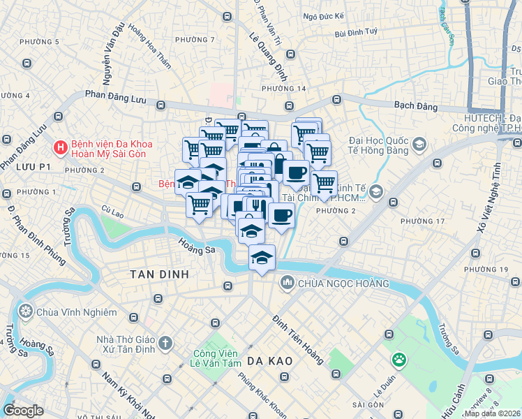 map of restaurants, bars, coffee shops, grocery stores, and more near 124/6 Lê Văn Duyệt in Bình Thạnh