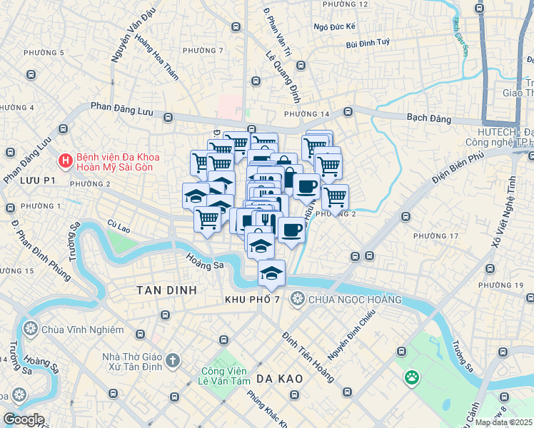 map of restaurants, bars, coffee shops, grocery stores, and more near 124/6 Lê Văn Duyệt in Bình Thạnh