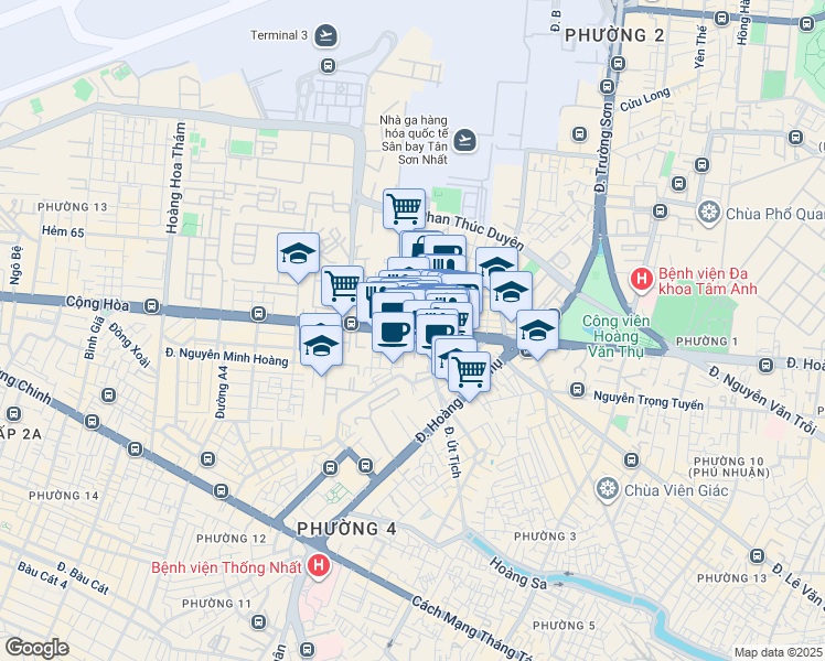 map of restaurants, bars, coffee shops, grocery stores, and more near Cộng Hòa in Tân Bình