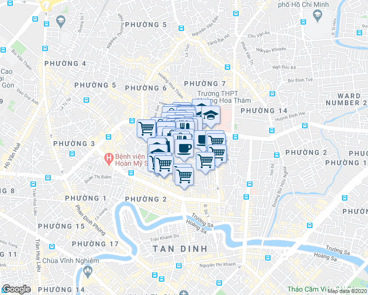 map of restaurants, bars, coffee shops, grocery stores, and more near 181/2/8 Trần Kế Xương in Phú Nhuận