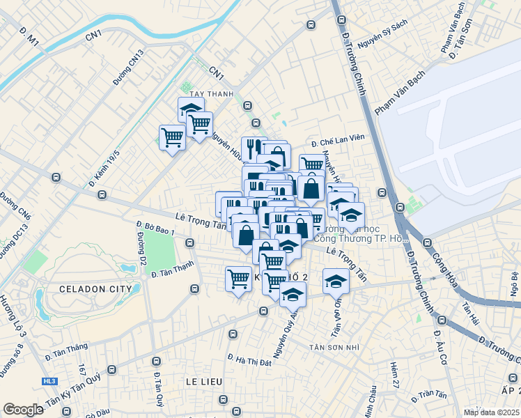 map of restaurants, bars, coffee shops, grocery stores, and more near 6 Nguyễn Hữu Tiến in Tân Phú