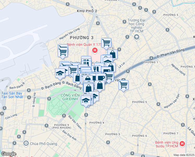 map of restaurants, bars, coffee shops, grocery stores, and more near 68 Nguyễn Thái Sơn in Gò Vấp